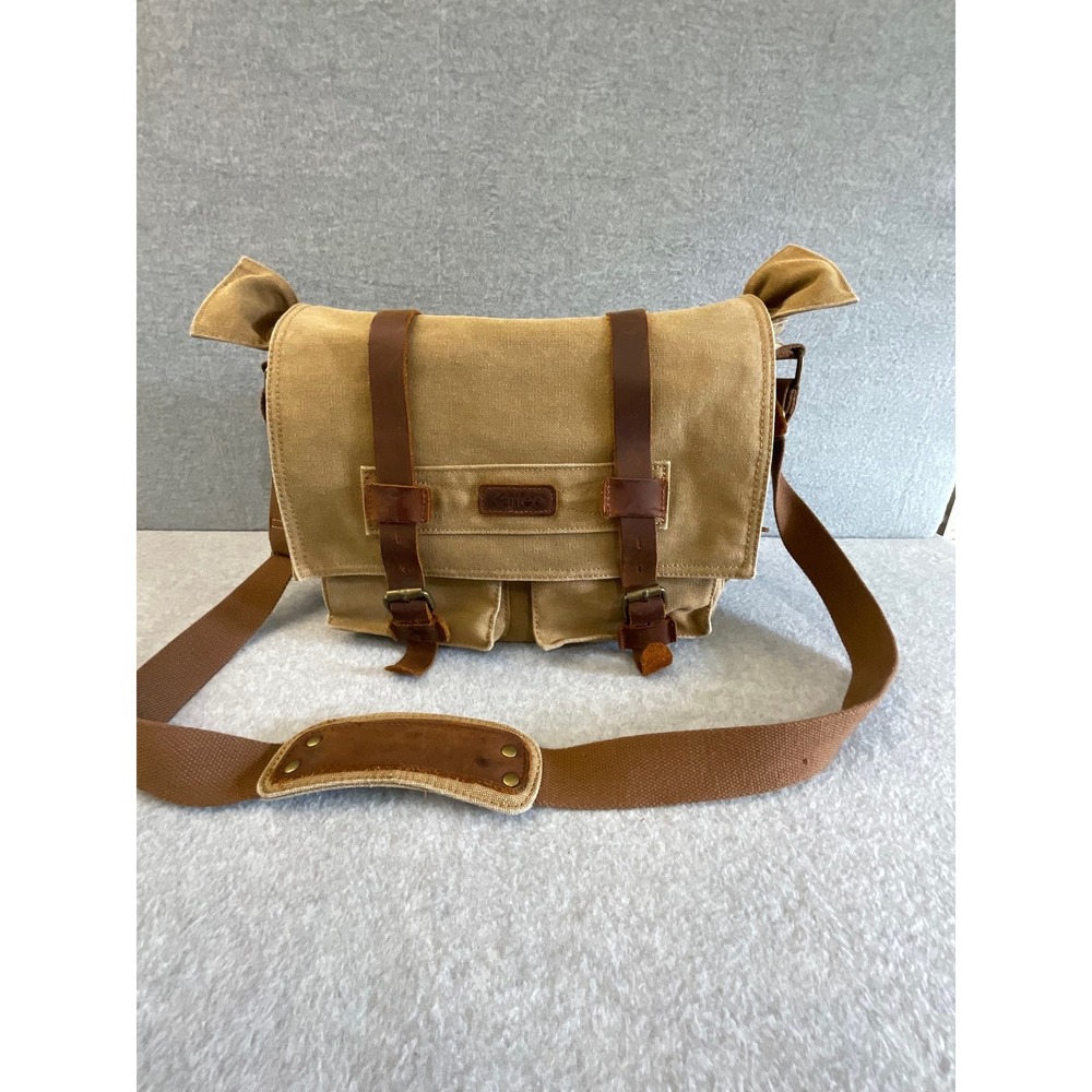 Kattee Leather Canvas DSLR Camera Messenger Bag Case Shoulder Satchel Vintage